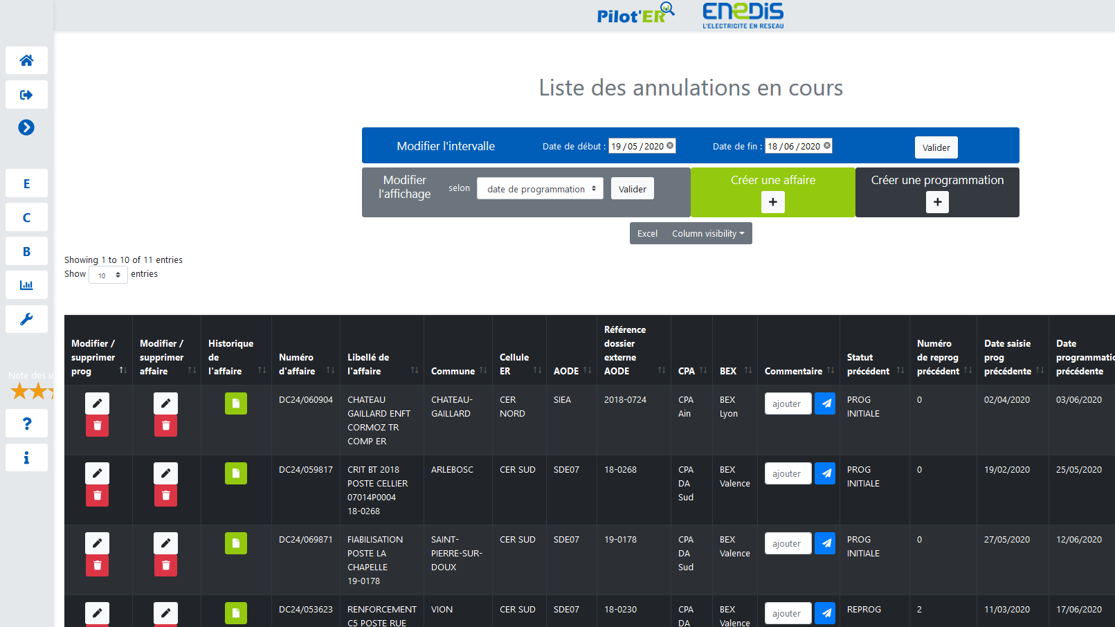 capture page tableau site Pilot'ER