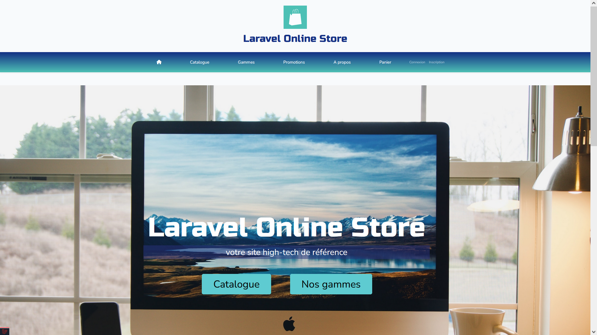 capture accueil site Laravel Online Store